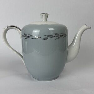Silver Wheat Seyei China Teapot w Lid Gray w Platinum Trim Japan 3282